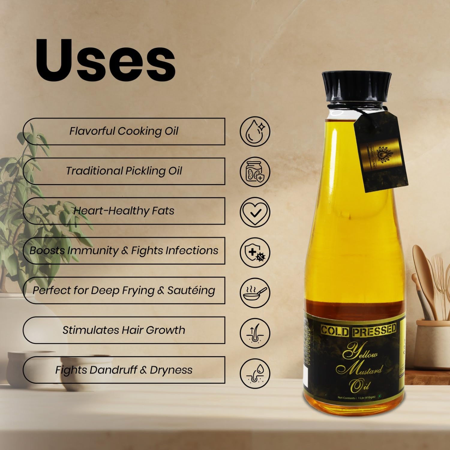 ORGANIC SPIRIT Cold Pressed Yellow Mustard Oil | 100% Pure, Unrefined, Unadulterated | Wooden Ghani/Kolhu Extracted | High Smoke Point | Low Rancidity | Omega-3 Rich | Zero Sugar, Zero Sodium, Zero Cholesterol | Ideal for Cooking & Pickling-5L - Image 6