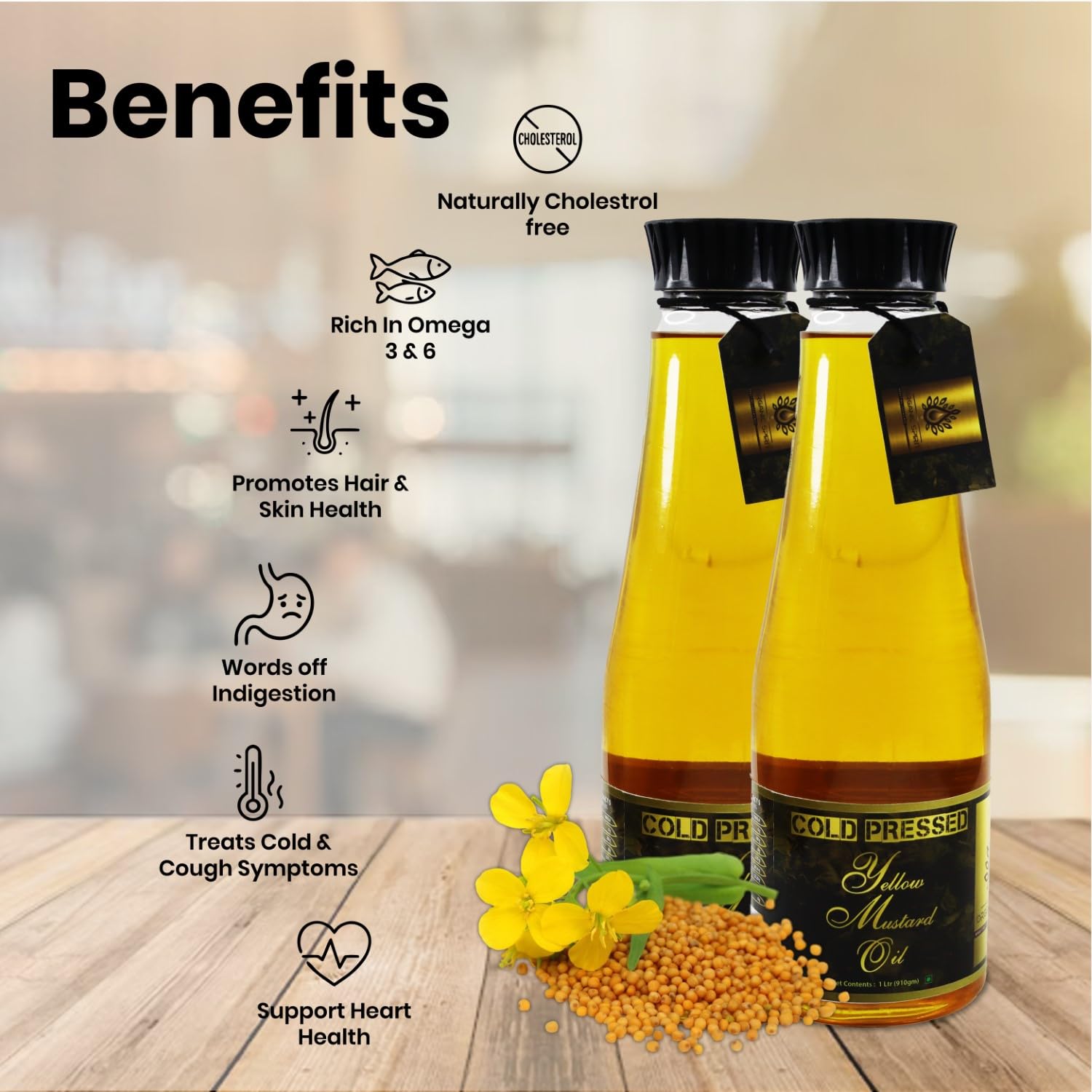 ORGANIC SPIRIT Cold Pressed Yellow Mustard Oil | 100% Pure, Unrefined, Unadulterated | Wooden Ghani/Kolhu Extracted | High Smoke Point | Low Rancidity | Omega-3 Rich | Zero Sugar, Zero Sodium, Zero Cholesterol | Ideal for Cooking & Pickling-5L - Image 4